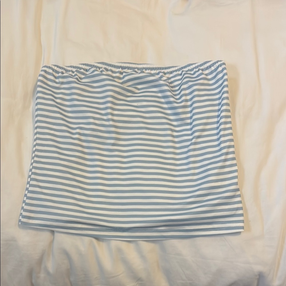 Striped Blue and White Women's Tube Top